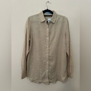NWT J. McLaughlin Tan Britt Linen Shirt Sz M Button Up Minimalist Lagenlook